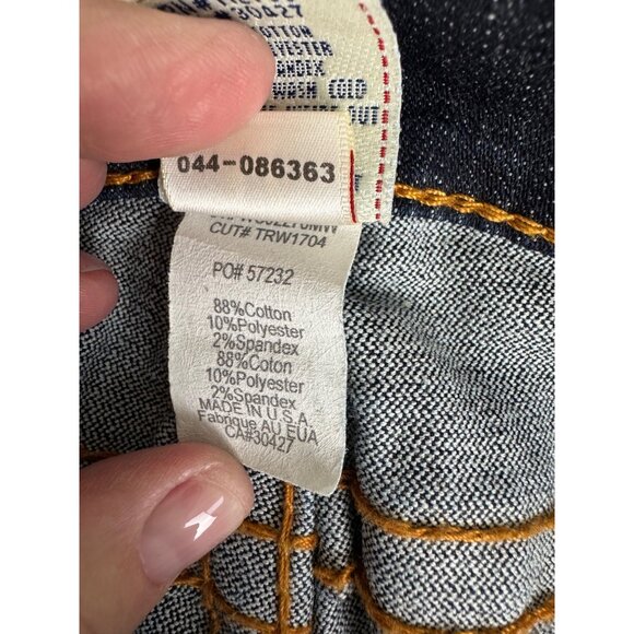 True Religion Bobby Womens 25 Dark Wash Flare Jeans NWOT White Gold Tag Made-USA - Picture 8 of 16